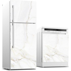 Resim Buzdolabı Ve Bulaşık Makinası Beyaz Eşya Sticker Kaplama Mermer A 