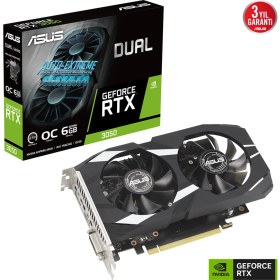 Resim Asus DUAL-RTX3050-O6G NVIDIA GEFORCE RTX 3050 6G 6GB GDDR6 96bit 1537MHz OC DVI HDMI DP EKRAN KARTI 