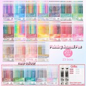 Resim 207 Parça Yeni Renkler Jel Kalem Seti Büyük Kapasiteli İş El Defteri Günlüğü Çizim Boyama Kitabı DIY Ofis Malzemeleri, Şirin çok renklili iplik ucu kalem, şekil çekme ve boyamaya özel, ofise dostu 