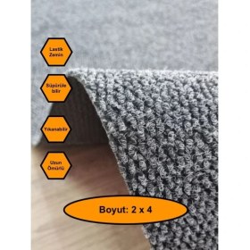 Resim Gri Mısır Patlağı Desenli Sentetik Halı, Kaydırmaz Tabanlı Zemin Kaplama Ürünü, 2x4 Metre 