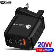 Resim Gtwın Pd 20w Uyumlu Qc 3.0 Hızlı Şarj Cep Telefonu Şarj Cihazı Ab/abd/ingiltere Tak Hızlı Şarj Siyah İphone 12 Pro 