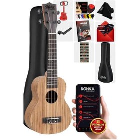 Resim Midex Spa-211 Zebrano Ağacı Kaliteli Soprano Ukulele Seti Siyah 