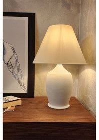 Resim Qdec Vintage Seramik Abajur Büyük - Ekru-konik Ekru 