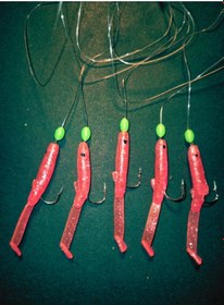 Resim Eagenset Silikon Balıklı Çapari 5 Cm 2 Adet Silikon At Çek Takımı Uv Neon Simli Pembe Ve Fosforlu Glow Boncuklu 