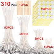 Resim 310 adet Mum Yapımı Seti Soya Beyaz Yapım Malzemeleri DIY Sevgin Hediyesi Aromaterapi Mum Aksesuarları 50 adet Mum Işıkları 100 adet Nano Etiketler 10 adet Ahşap Çubuk Işıklama Merkezi Araçları 