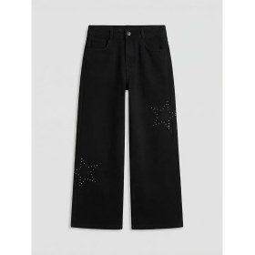 Resim LC Waikiki Lcw Kids Siyah Wideleg Taşlı Kız Çocuk Gabardin Pantolon 