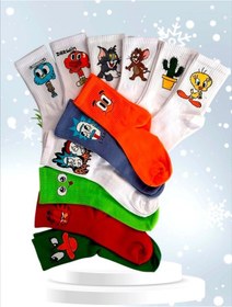 Resim Unisex 12'li Seri Sevimli Neşeli Kolej Tenis Çorap Renkli 