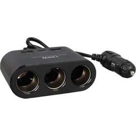 Resim Olesson 1653 12-24V Çift USB + Type-C Girişli 100W 70CM Kablolu 3'lü Araç Çakmak Çoklayıcı 