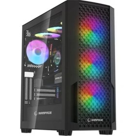 Resim Rampage Shelob Mesh Panel Tempered Camlı 4*argb Infınıty Fan+Hub Gaming Kasa 