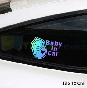 Resim yılmazetic Kundak Uyuyan Bebek Arabada Bebek Var Hologram Oto Sticker Etiket Renkli Etiket Çıkartma 18 X 12 Cm 