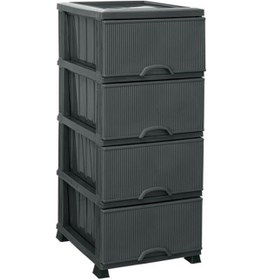 Resim Omnipazar Elf-n293 Nostalji Plastik Mutfak Komidin Sebzelik 4 Katlı Antrasit 