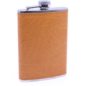 Resim Genel Markalar Turuncu Deri Kaplama Paslanmaz Çelik Cep Matarası - Hip Flask 9 OZ 