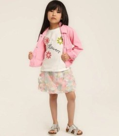 Resim Escabel Kız Bebek Pamuklu Çiçek Nakışlı Tshirt-15602 Beyaz 