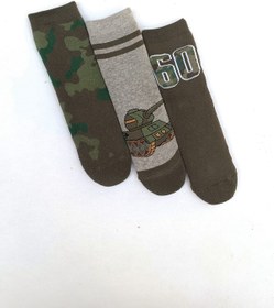 Resim MEM SOCKS 3'lü Kamuflaj-tank Desenli Kaydırmaz Çocuk Havlu Çorap 