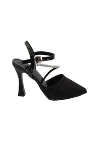 Resim Celira Siyah Taşlı Simli Klasik Topuk Kadın Ayakkabı Siyah 