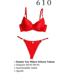 Resim Tılsım Lingerie Murays Kadın 3 Lü Damla Taş Mikro Sütyen Takım Yeşil/beyaz/kırmızı 