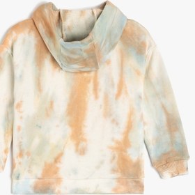 Resim Erkek Bebek Kapşonlu Palmiye Baskılı Uzun Kollu Pamuklu Sweatshirt 