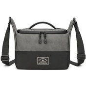 Resim Sones Pu Deri Omuz Crossbody Fotoğraf Çantası Slr Kamera Çantası Lens Saklama Çantası Gri 