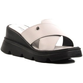 Resim Pierre Cardin Beyaz Yüksek Taban Kadın Dolgu Topuk Terlik Çok Renkli 