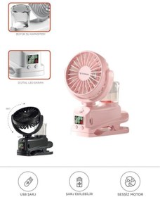Resim MASLİNG Dijital Ekranlı Şarjlı Su Kapasiteli Mini Masa Fan Vantilatör Sulu masa fanı MAS-79 