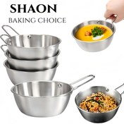 Resim 1 adet Karıştırma Kasesi, Saplı Paslanmaz Çelik Karıştırma Kabı Atıştırmalık Ramen Kasası İçine Yerleştirilebilir Kase Makarna Kasesi Mutfak Dış Mekan için, Servis, Pişirme, Aile ve açık hava etkinlikleri için ideal (Gümüşi) 