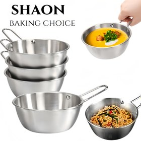 Resim 1 adet Karıştırma Kasesi, Saplı Paslanmaz Çelik Karıştırma Kabı Atıştırmalık Ramen Kasası İçine Yerleştirilebilir Kase Makarna Kasesi Mutfak Dış Mekan için, Servis, Pişirme, Aile ve açık hava etkinlikleri için ideal (Gümüşi) 