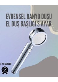 Resim Paslanmaz Çelik Çok Fonksiyonlu El Duş Başlığı 3 Modlu Püskürtme Seçeneği Çok Renkli 