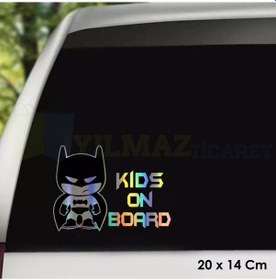 Resim Kids On Board Arabada Çocuk Bebek Var Hologram Oto Sticker Etiket 