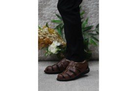 Resim Mehmet Mete 102 Taba Kale Comfort Deri Erkek Sandalet 