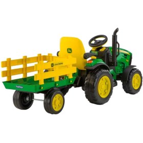 Resim Peg Perego John Deere Ground Force With Trailer 12 Volt Akülü Traktör 
