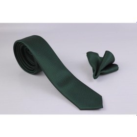 Resim Demfashion Özel Desenli Kravat Mendil Seti - Yeşil (533049713) Yeşil 