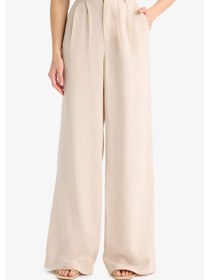 Resim DeFacto Wide Leg Keten Karışımlı Pantolon Normal Bel Geniş Paça Cepli Fermuarlı Standart Boy E6210AX25SPBG286 