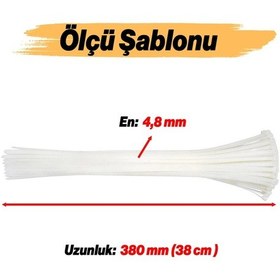 Resim Cırt Kelepçe 4.8 X 380 38 Cm Kablo Bağı Beyaz 100 Lü Pk Adet Fiyat 