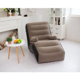 Resim Snapbuy Şişme Tekli Koltuk, Kalın Pvc Kadife Yüzey, Katlanabilir Kahverengi - Siyah 