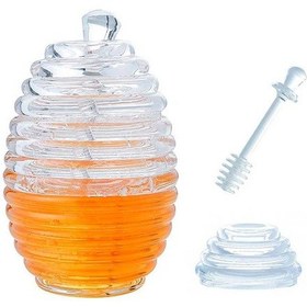 Resim Helezon Kaşıklı Bal Kavanozu 3 Parça Kovan Şekilli Bal Kavanoz 