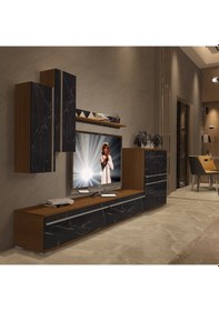 Resim Decoraktiv Eko 6 Mdf Std Tv Ünitesi Tv Sehpası Ceviz - Siyah Mermer 