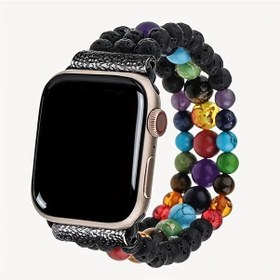 Resim Gaojunshop01 Siyah 40mm 41mm 42mm 44mm 45mm 49mm Apple Uyumlu Bohem Bileklik Kadın El Yapımı 