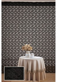 Resim Vakko Model Siyah Renk İp Perde Hazır Düğmeleri Dikilmiş İp Perde 300 270 Cm Siyah 