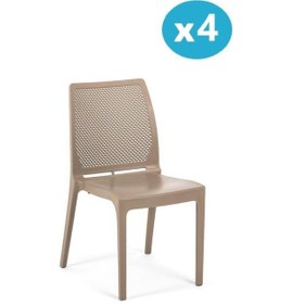 Resim Omnipazar Sy-2509 Plastik İcon Bahçe Koltuk Sandalye 4'lü Set Bej 