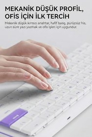 Resim Coverzone AJAZZ NKL61 60% Mekanik Klavye 61 Tuş Düşük Profil Kablolu Kompakt Gaming ve Ofis Klavyesi Kırmızı Linear Switch 22 Tuş Anti Ghosting ABS Keycaps (NKL61 Beyaz Mor | Red Switch) 