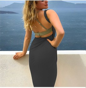 Resim Oada Kadın Sandy Pareo Plaj Elbisesi Antrasit 