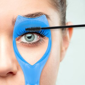 Resim Makyaj Mükemmelliği, Mavi 3'ü 1 Arada Kirpik Aracı - Maskara Kalkanı Uygulayıcısı, Koruyucu & Mükemmel Makyaj Uygulaması için Kılavuz - Dayanıklı Plastik, Parfümsüz, Maskara Uygulama Yardımcısı|Sleek Kirpik Kılavuzu|Profesyonel Makyaj Yardımcısı 