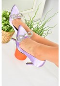 Resim Fox Shoes Lila Saten Kumaş Taşlı Kadın Stiletto M253972004 