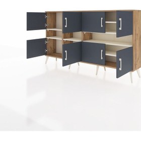 Resim Arges Konsol 8 Raflı 8 Kapaklı 176x30x99 Çam-antrasit/aytaşı Antrasıt/aytası - Atlas Çam 