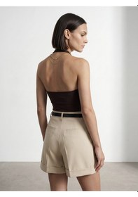 Resim Dilvin 21231 Halter Yaka Bodysuit-koyu Kahve 