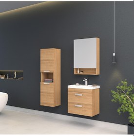 Resim Orka Nova 60 Cm Mdf Morgana Kiraz Banyo Dolabı Takımı, Boy Dolabı 