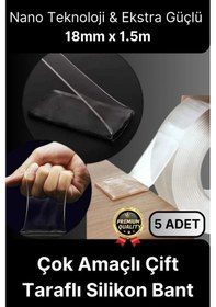 Resim Çok Amaçlı İzolasyon Hava Su Sızdırmaz Çift Taraflı Silikon Şeffaf Nano Bant 18mm X 1.5m - 5 Adet 