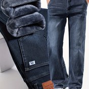 Resim Erkekler İçin Hafif İş Formal Jean - Kalınlaştırılmış Kış Pantolonu, Esnek Rahatlık, Düz Kesim, Orta Bel Ofis ve Akşam Giyimi için Profesyonel Casual Kıyafetler - Makinede Yıkanabilir, Soğuk Hava Kıyafeti, Klasik Denim Görünüm, Konforlu Kesim, Şık Pantolonlar, Çalışan Profesyoneller 