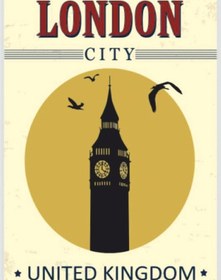 Resim London City Big Ben Temalı Ahşap Retro Poster Tablo 