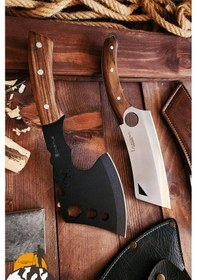 Resim 2li Outdoor Balta Bıçak Set Kamp Baltası Bıçağı Budama Baltası Lo 